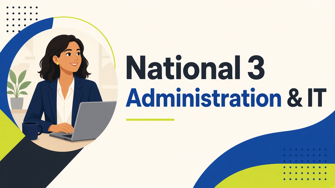 National 3 Administration & IT course tile with avatar